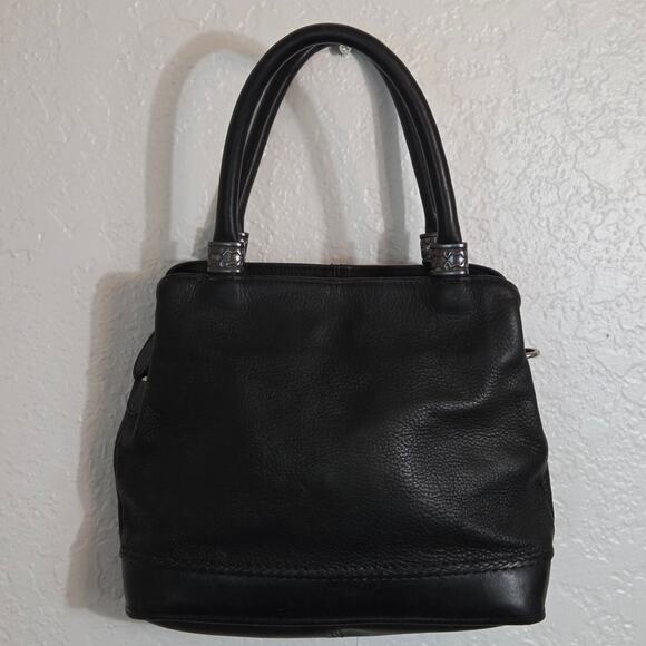 Fossil Leather Shoulder Bag Purse Handbag Black 3 Compartment‎ Lined CLEAN - Picture 2 of 14